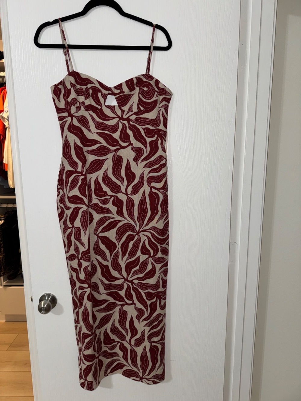 Zara PRINTED RUSTIC LINEN MIDI DRESS - Picture 3 of 5